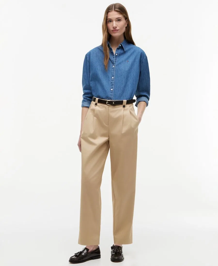 Джинсовая рубашка свободного кроя Boxy-Fit Denim Shirt Tommy Hilfiger, Mid Blue Wash — фото 2