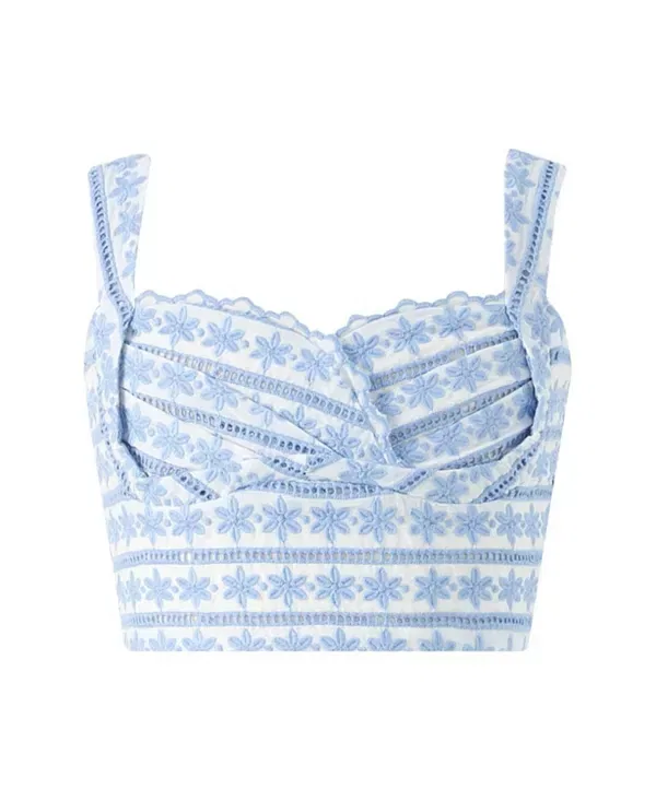Детский топ для девочек с воланами Odessa Frill Embroidered Marlo Kids, Powder Blue — фото 3