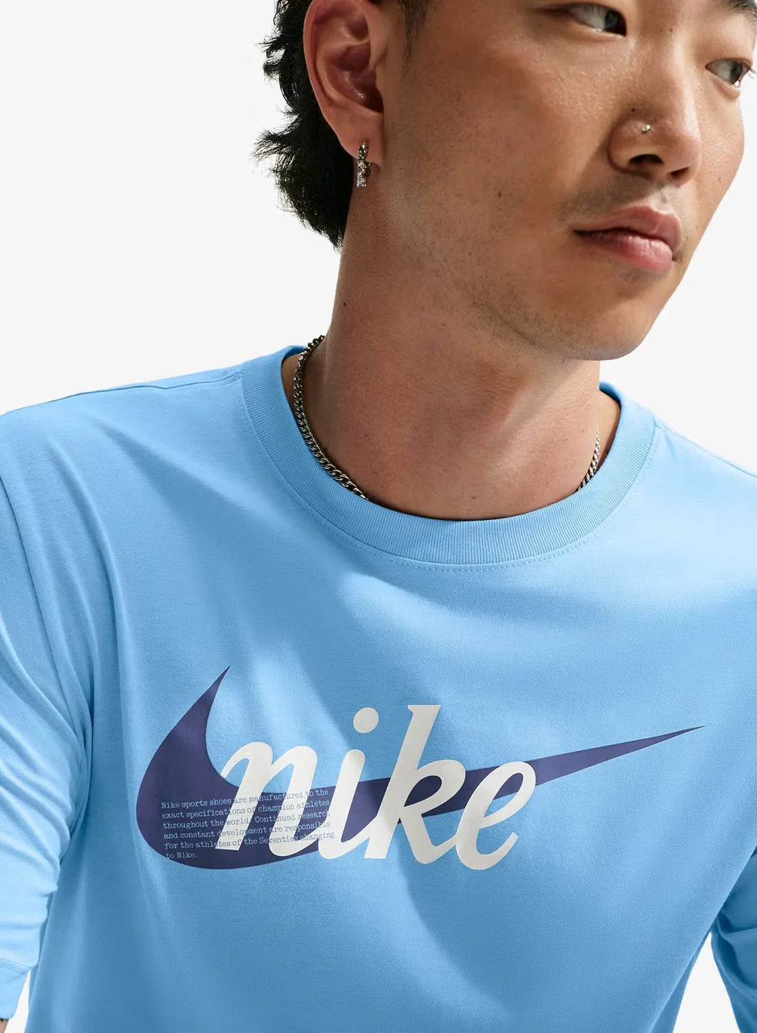 Футболка хлопковая Club Connected Nike, синяя — фото 4