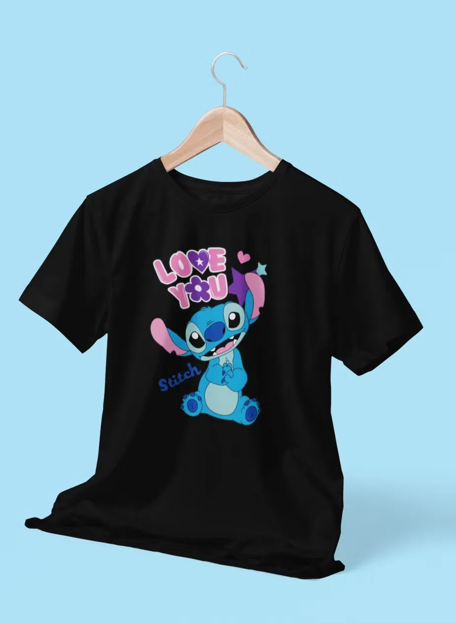 Футболка с принтом Stitch для детей Zoom, черный