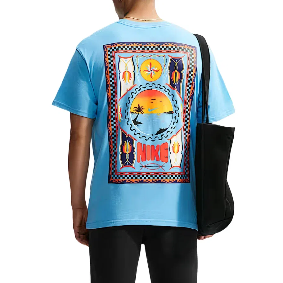 Мужская футболка с принтом Nike Sportswear Football Blue, синий — фото 2