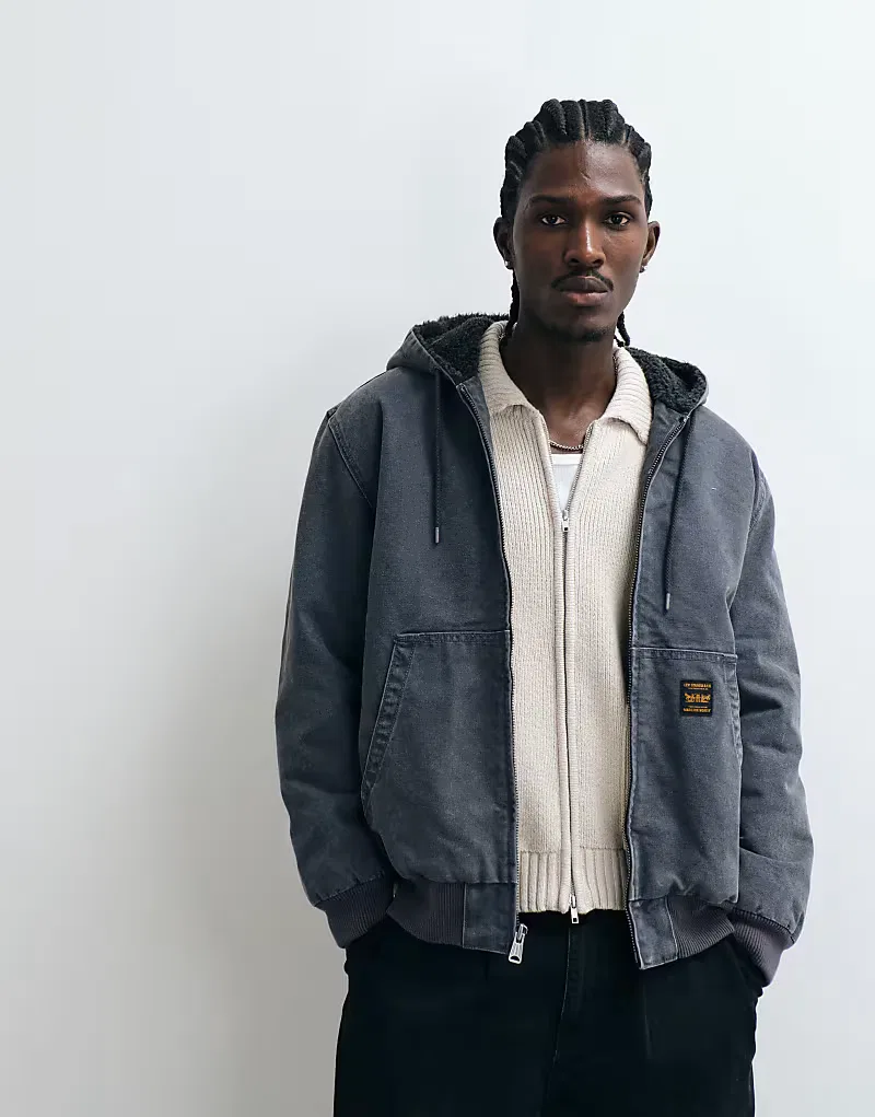 Куртка Levi's Workwear Potero из выстиранного денима с капюшоном, камуфляжно-зеленый