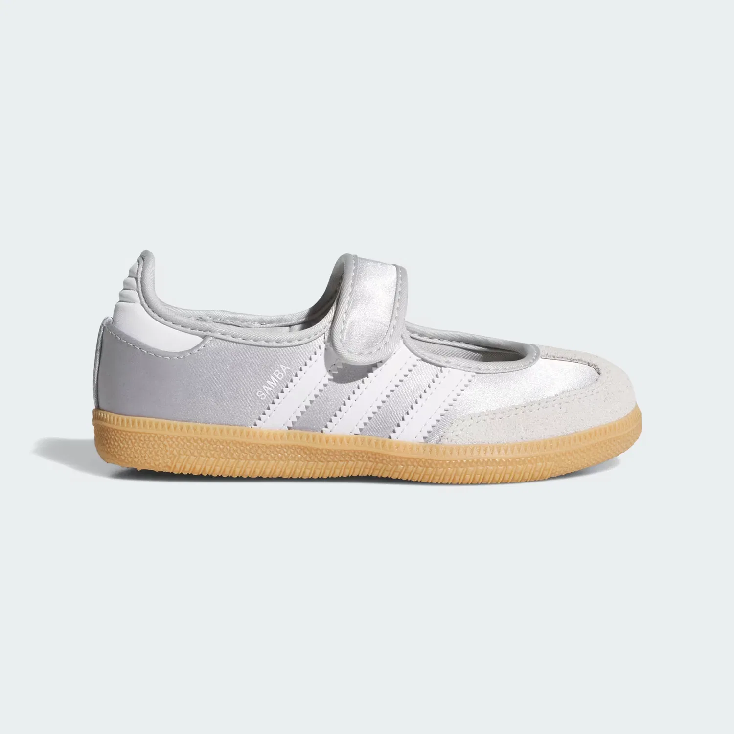 Детские кроссовки на липучках Samba Jane Adidas Originals, серебристый металлик/белый/гум