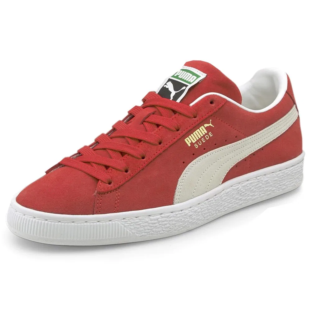 Детские кроссовки для девочек с замшевым верхом Suede Classic XXI PUMA, High Risk Red PUMA White — фото 2