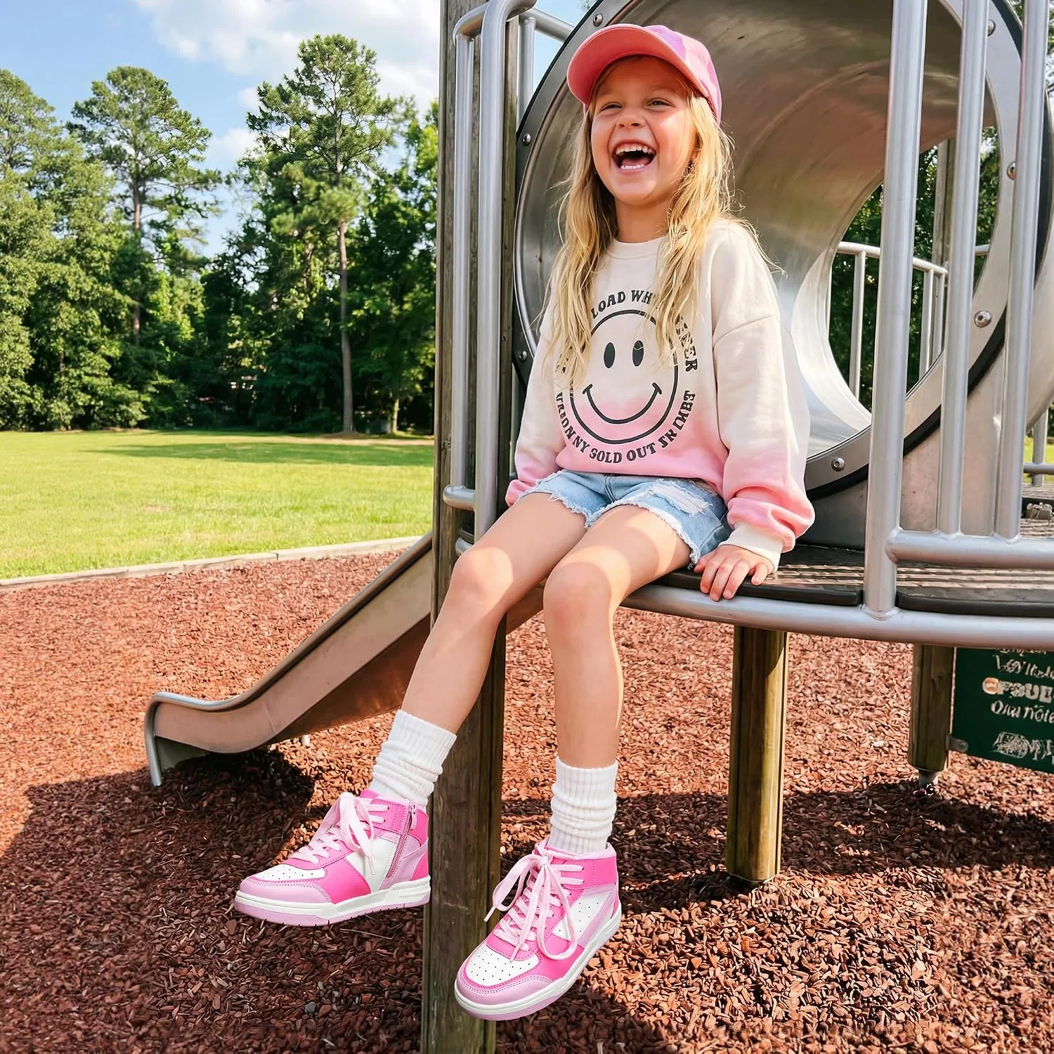 Детские кроссовки для девочек с принтом Classic Sneakers FabKids, Rose Red — фото 2