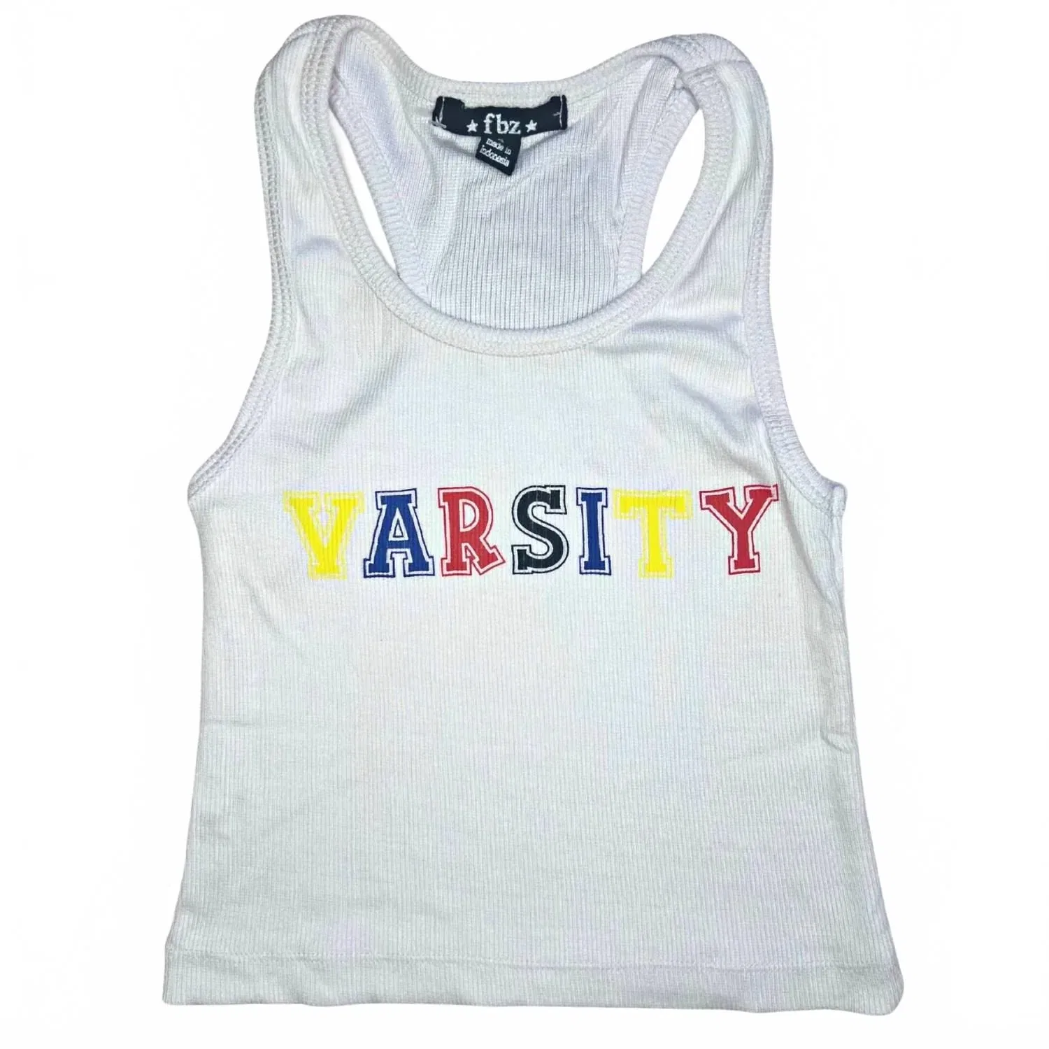Детская майка для девочек без рукавов Varsity Tank Top In White flowers by zoe