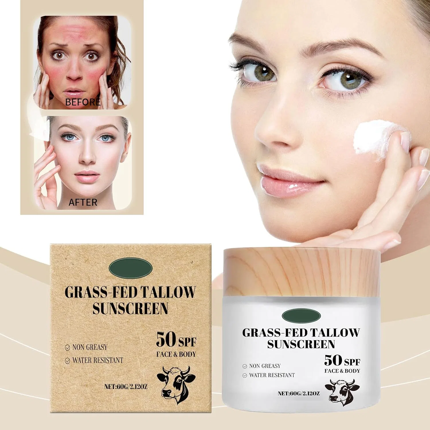 Солнцезащитный крем для лица SPF50, Natural, 60 г Generisch — фото 3