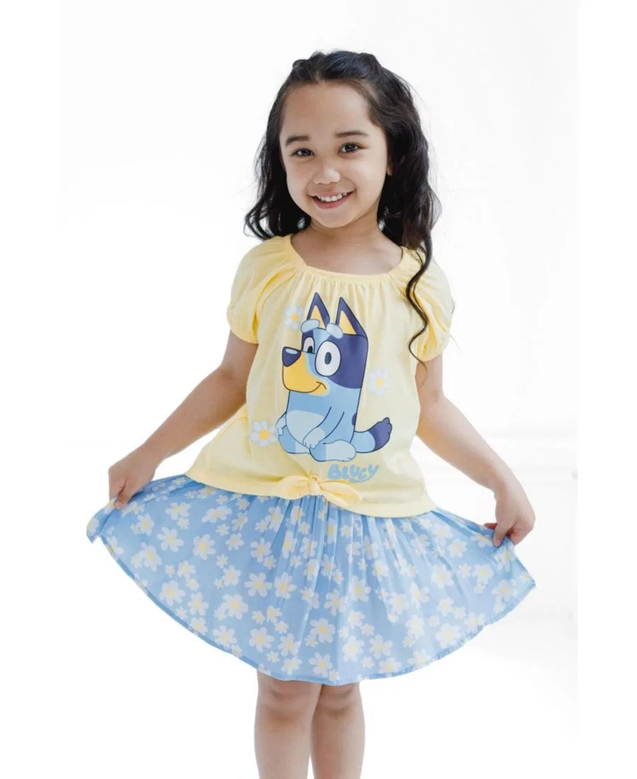 Комплект из футболки и юбки с принтом Bluey Bluey, Yellow Bluey Blue — фото 2