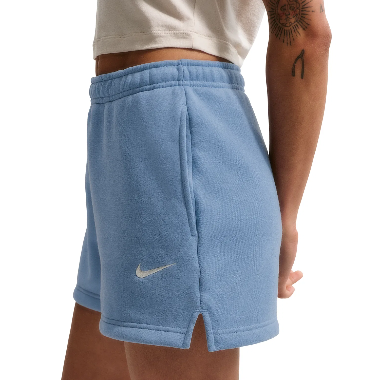 Женские шорты Studio Fleece Medium Mid-Rise Shorts 'Work Blue Sail' Nike, Work Blue/Sail — фото 2