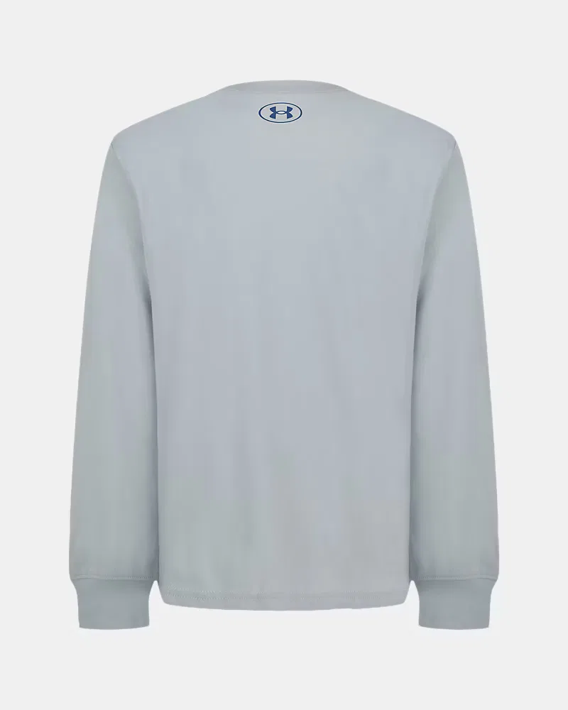 Лонгслив для мальчиков из хлопковой смеси с быстрым высыханием Topo Core UnderArmour, Blue Fog/Blackout Navy — фото 3