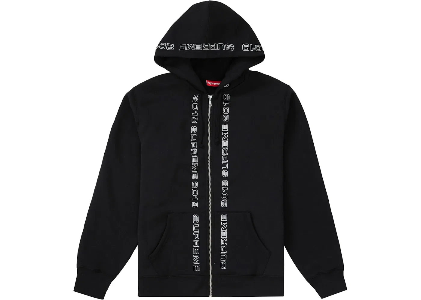 Мужская худи на молнии Supreme Zip Up Sweatshirt, Black