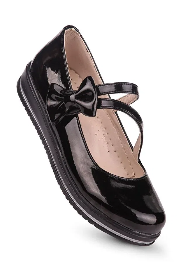 Детские балетки для девочек без каблука Kaptan Junior, Black Rugan