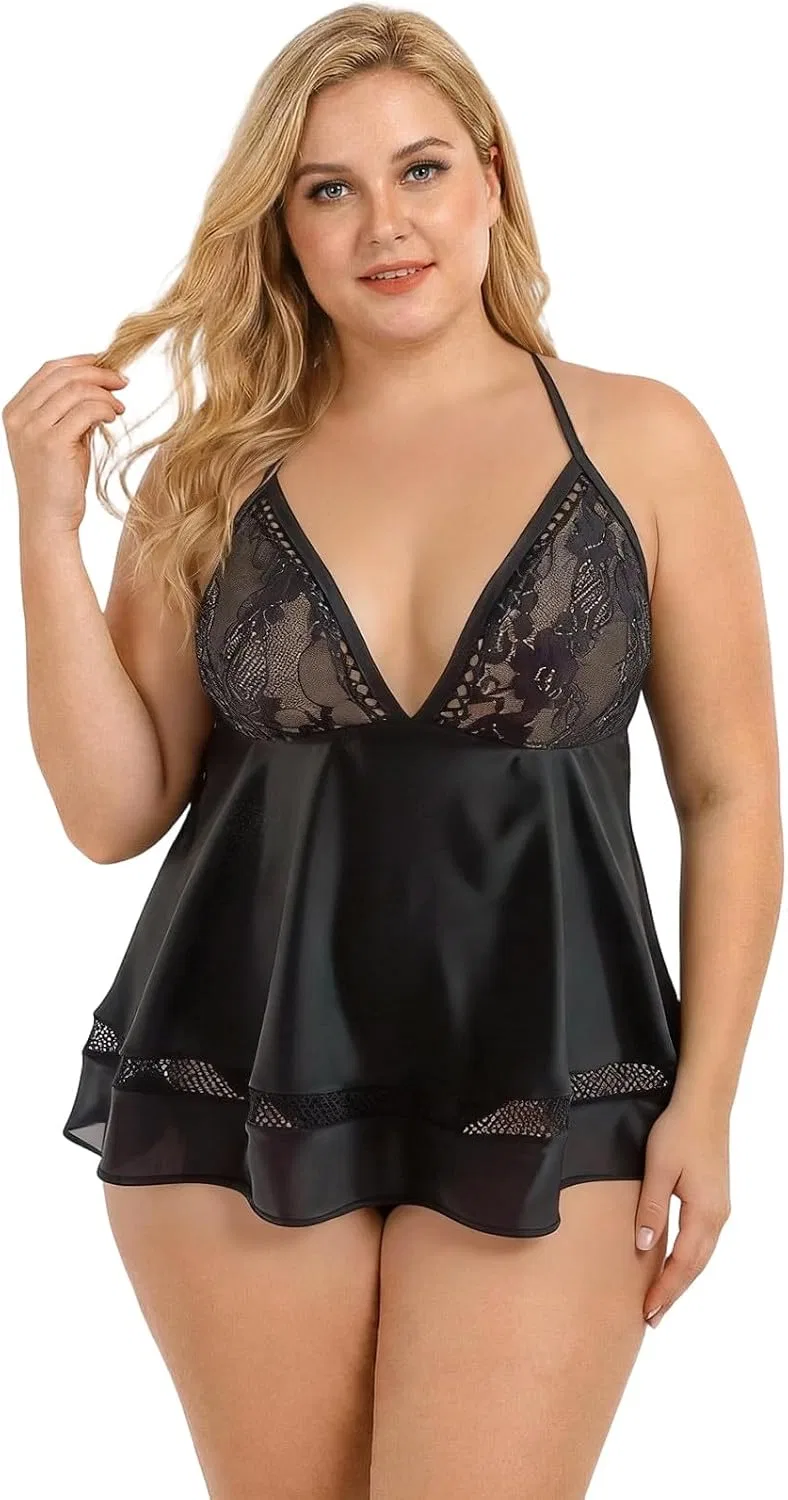 Женский цельнокроеный купальник свободного кроя с кружевной юбкой, Black