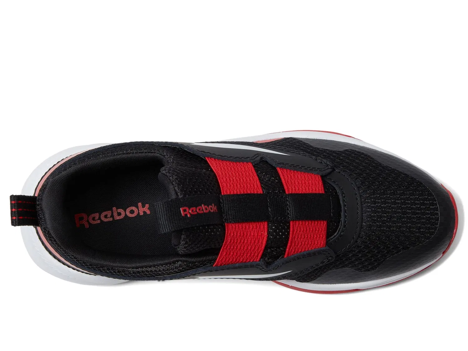 Детские кроссовки для девочек с принтом Xt Sprinter Slip on Reebok, Black White Red Vector — фото 3