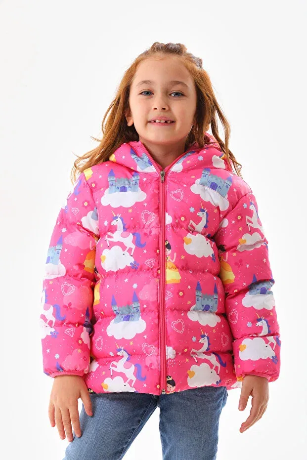 Детское зимнее пальто-пуховик для девочек с принтом Castle pattern Roba Kids, Multicolor