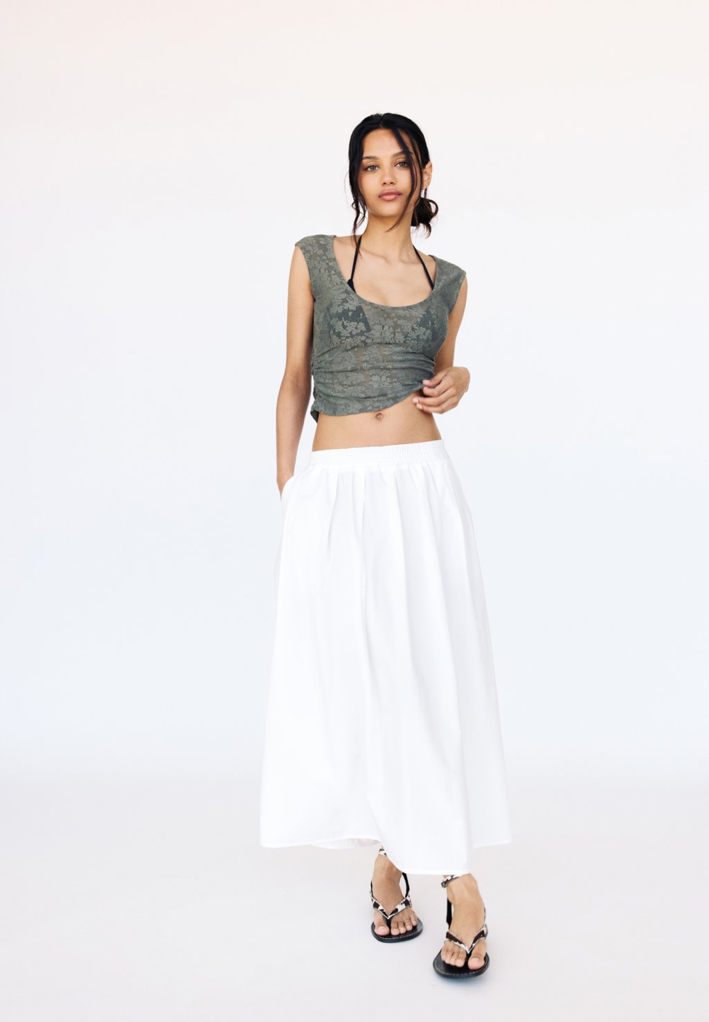 

Юбка плиссированная RUFFLED PULL&BEAR, белый