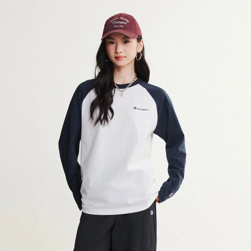 Детское футболка с принтом Champion, White Navy Blue Patchwork — фото 4