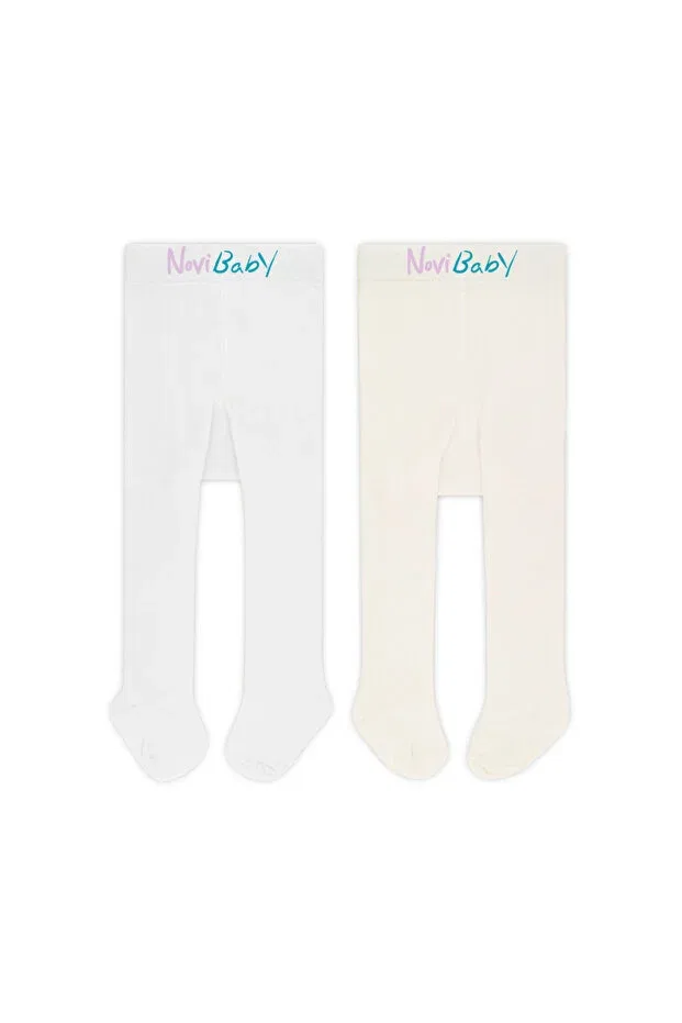 Детские колготки хлопковые 2 шт Novibaby, White-Ecru