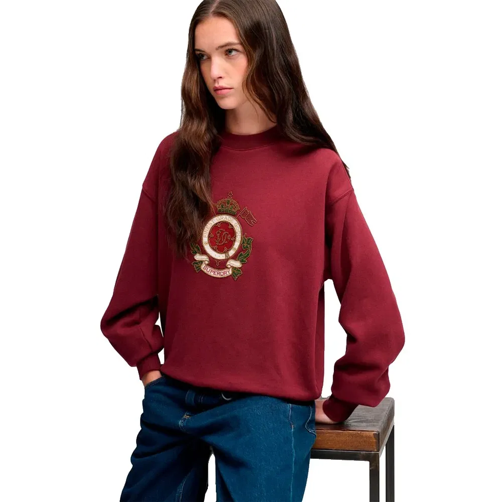Женский свободный свитшот с вышивкой Crest Loose Crew Superdry, Red — фото 4