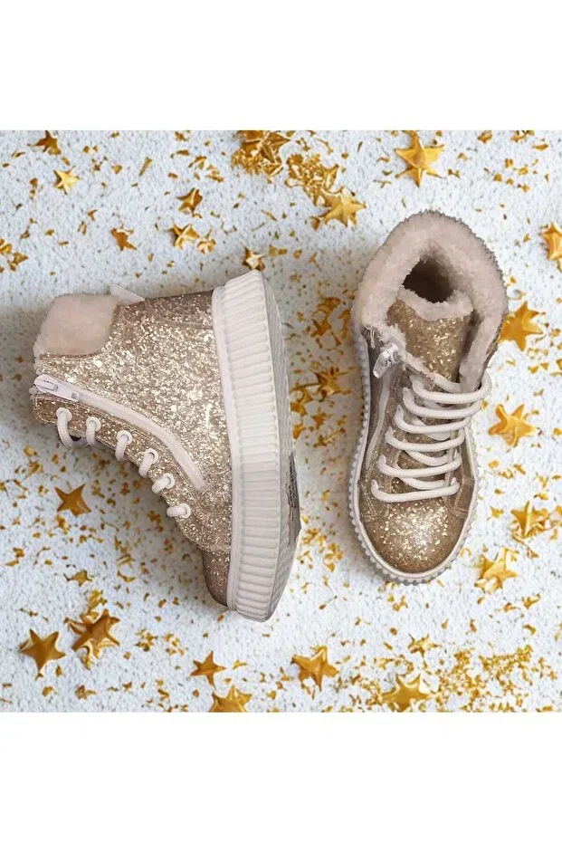 Детские ботинки для девочек водоотталкивающие Star Pearl Kids, Gold — фото 3