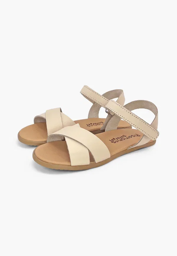 Босоножки из кожи с закрытой пяткой и липучкой Pisamonas, Beige, бежевый — фото 2