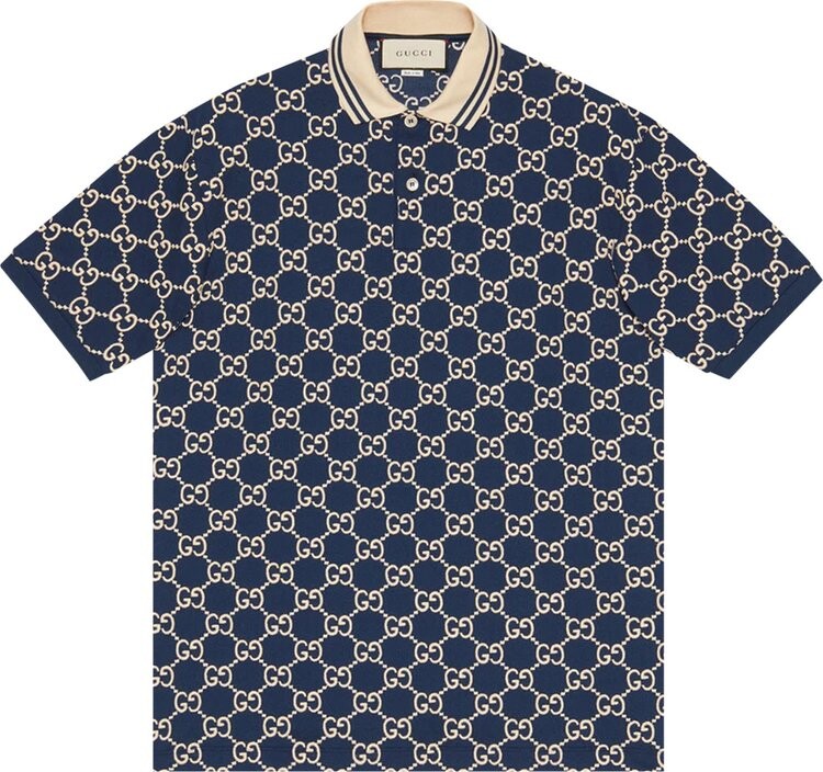 Поло Gucci GG Stretch Polo Dark Blue, синий — фото 2