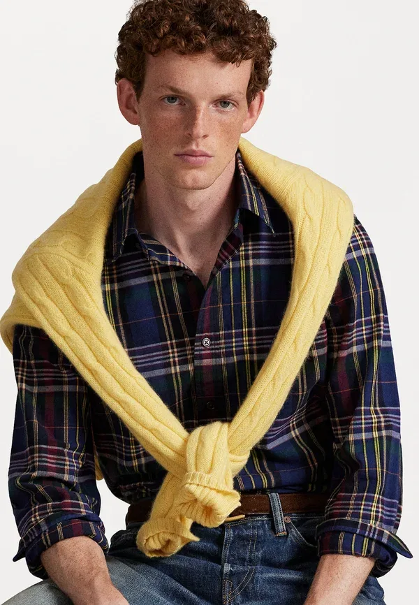 Рубашка с клеткой Custom fit plaid oxford shirt Polo Ralph Lauren, темно-синий Wine Multi — фото 4