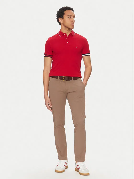 Поло slim fit Flag Cuff Tommy Hilfiger, красный — фото 2