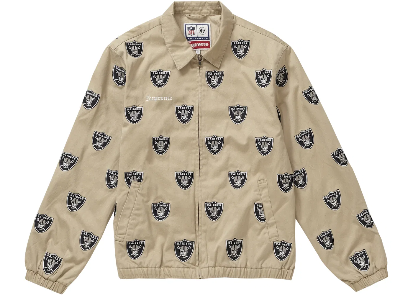 Мужская куртка-харингтон с принтом Supreme NFL x Raiders x '47 Embroidered Harrington Jacket, Khaki