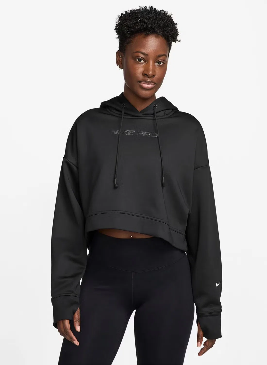 Худи с капюшоном укороченное Nike, черный