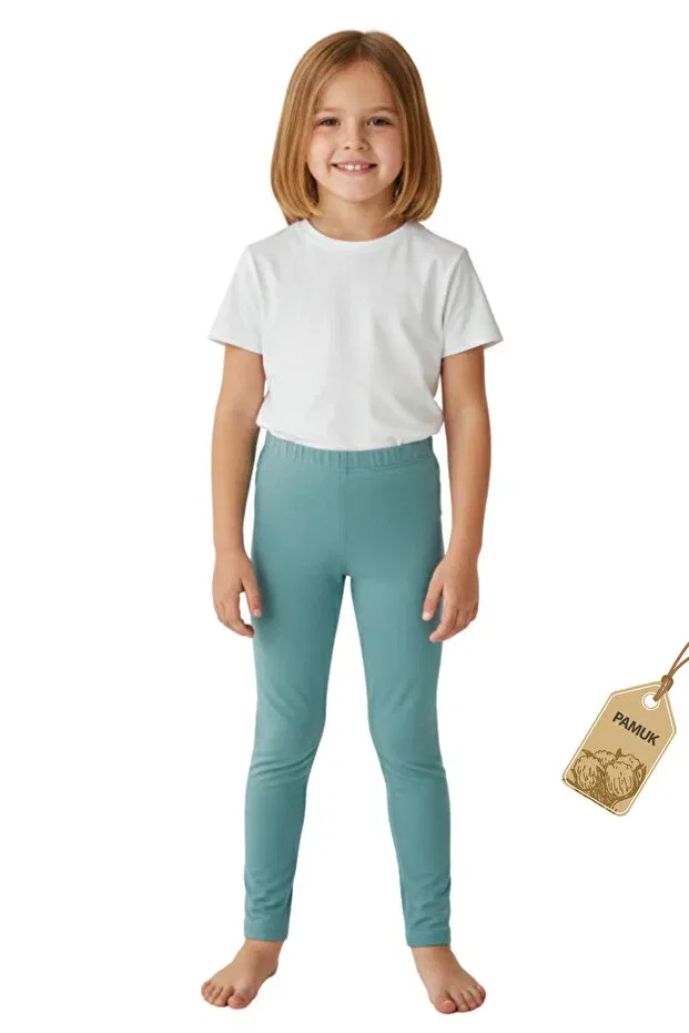 Детские леггинсы для девочек хлопковые с принтом Basics Twoo Kids, Turquoise