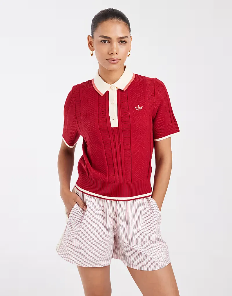 Поло Adidas Originals крупной вязки, красный