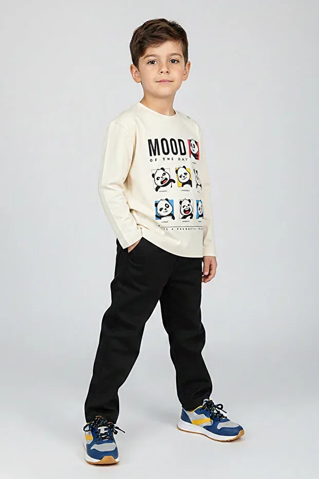 Детские свитшот для мальчиков с принтом Panda Mood Dmb, Nude Color — фото 3
