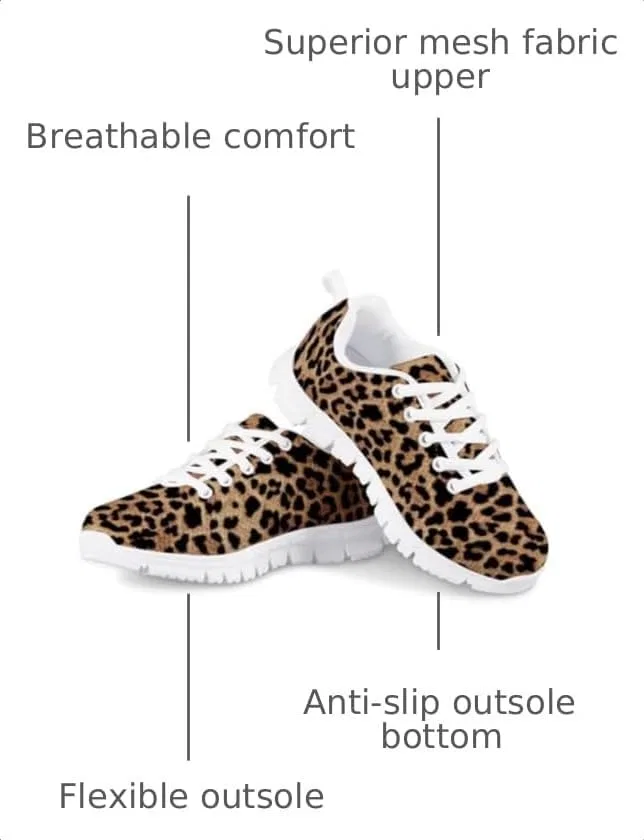 Детские кроссовки для девочек с принтом PinUp Angel Kid Girls Running Sports Sneakers Cute Casual Leopard/Floral Print Walking Shoes PinUp Angel, Brown Leopard — фото 3