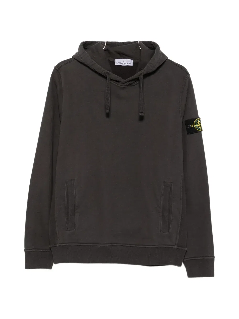 Худи на шнурках с логотипом-нашивкой Stone Island, серый