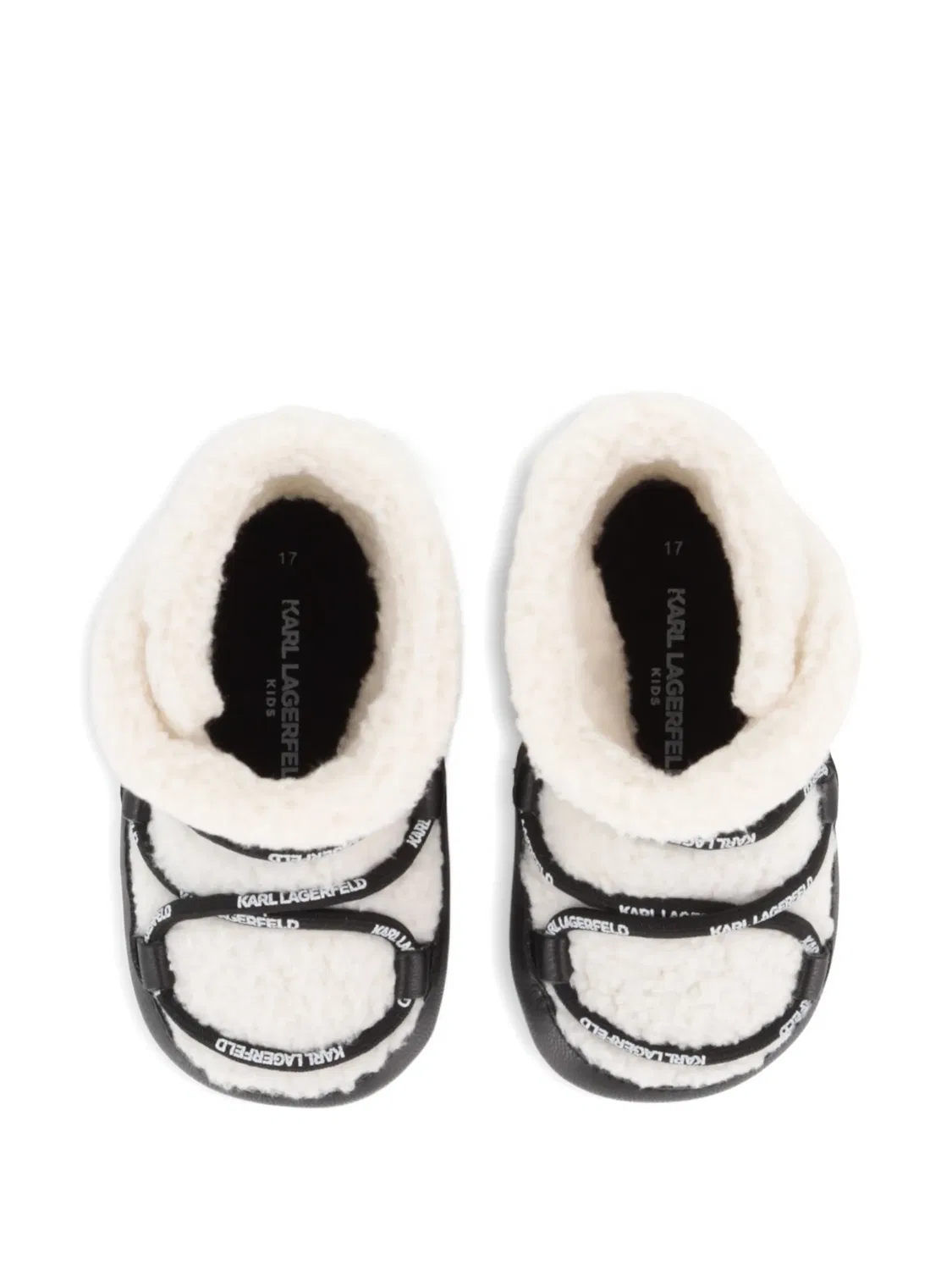 Пинетки из шерпы с логотипом Karl Lagerfeld Kids, нейтральные цвета — фото 4