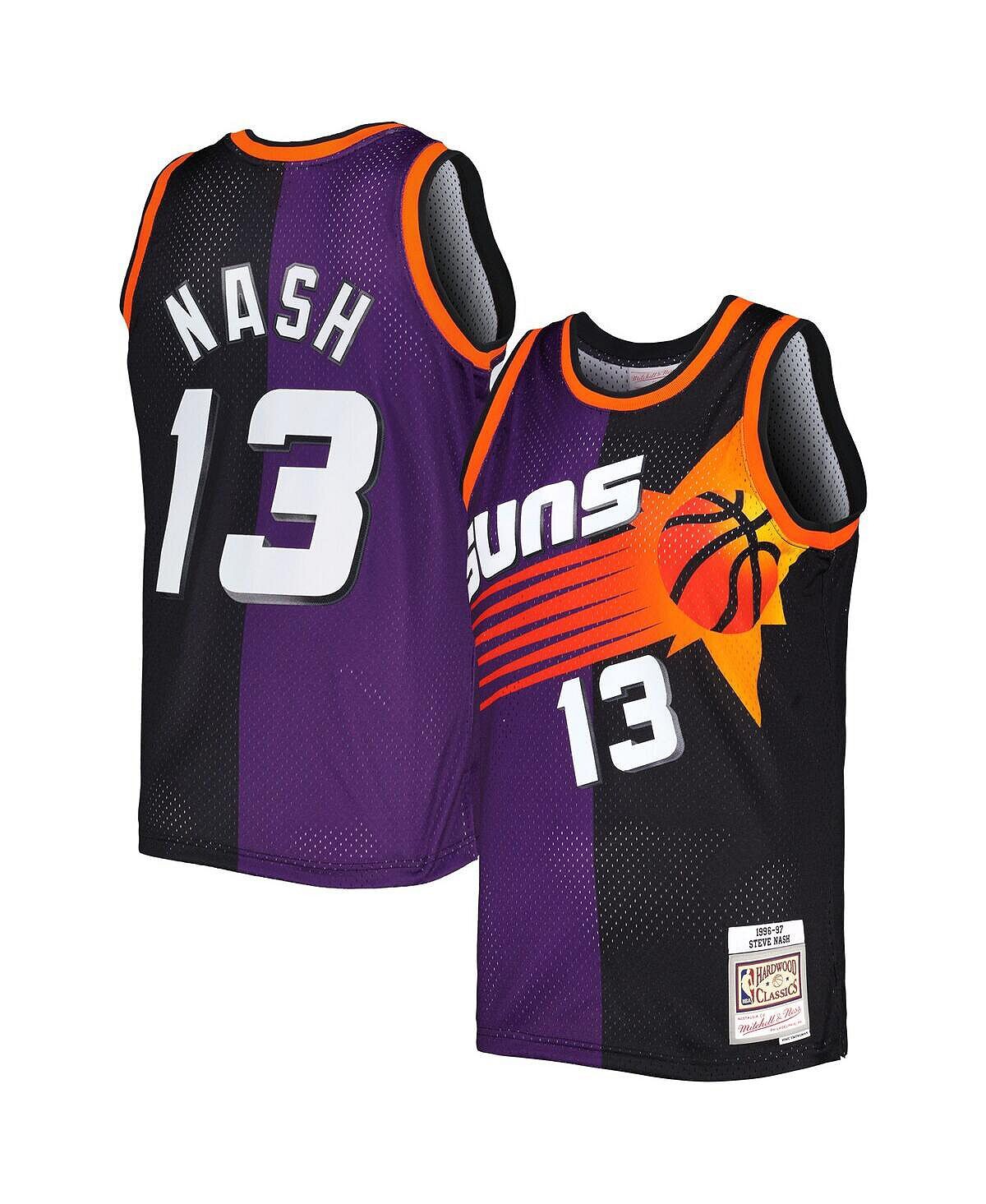 

Мужская футболка steve nash purple, black phoenix suns hardwood classics 1996-97 split swingman jersey Mitchell & Ness, мульти