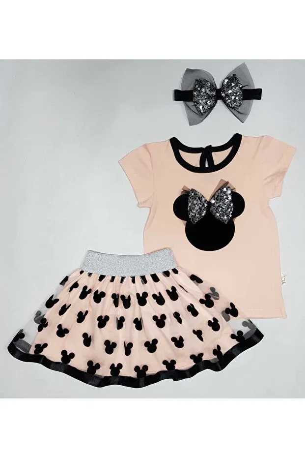 Детский комплект для девочек с принтом Minnie Printed Salmon Ycl Baby, Salmon