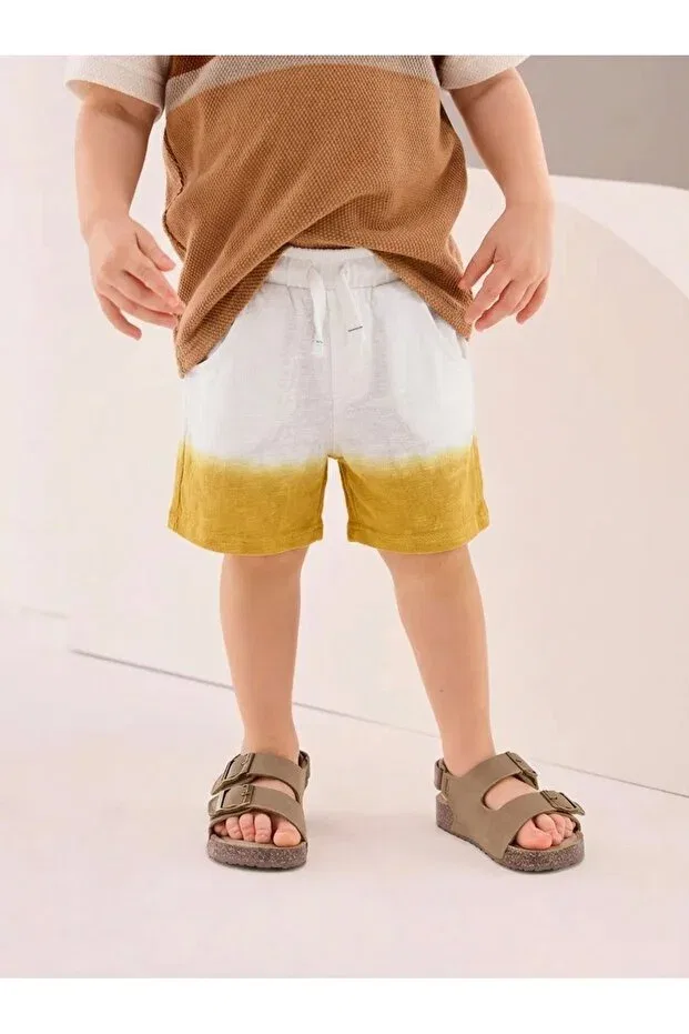 Детские шорты для мальчиков хлопковые с принтом Tinymuyt, Beige-Mustard — фото 3