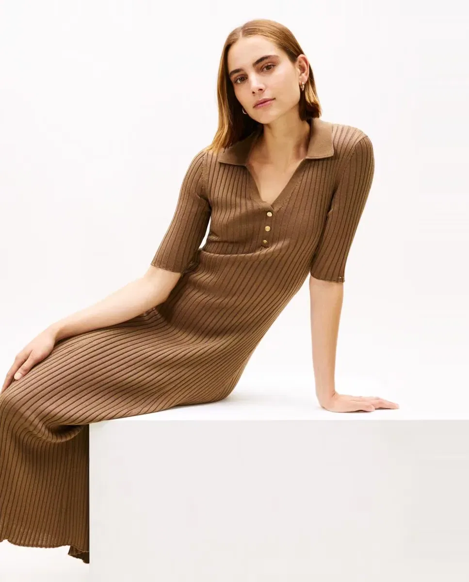 Женское платье с воротником-поло Tommy Hilfiger, Camel