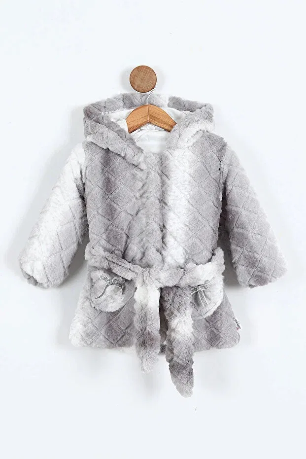 Детское пальто для девочек с капюшоном Hippıl Baby, Gray — фото 2