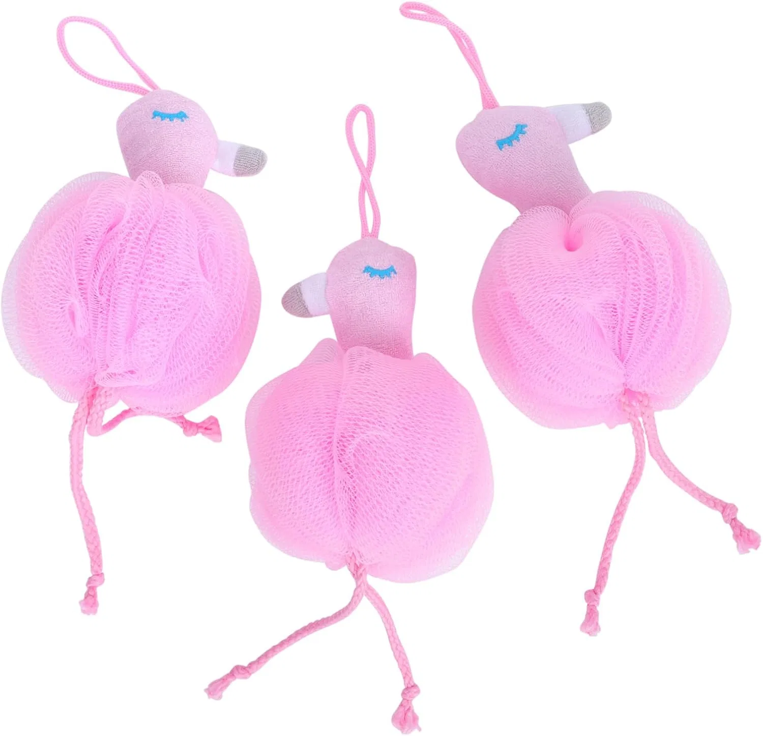 Мочалка для душа Flamingo, MUCKLILY, 3 шт, розовый