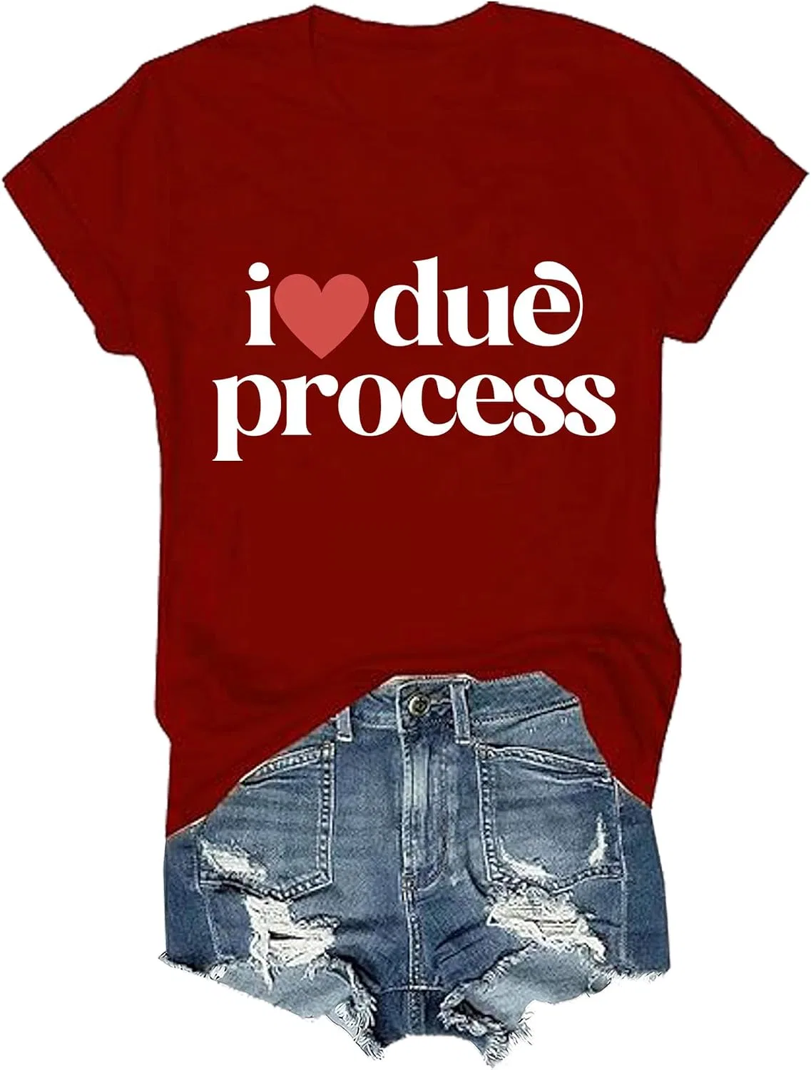Женская футболка с принтом I Love Due Process Generic, Claret