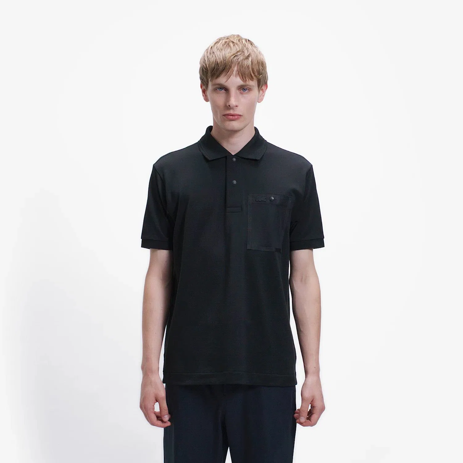 Мужская хлопковая футболка-поло с сетчатым карманом LACOSTE, Charcoal — фото 2