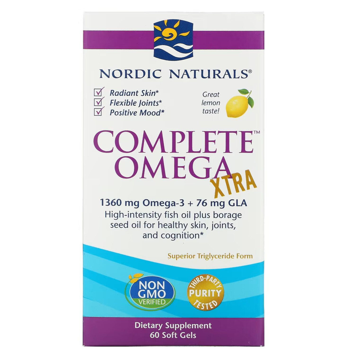 

Nordic Naturals, Complete Omega Xtra со вкусом лимона, 680 мг, 60 мягких желатиновых капсул