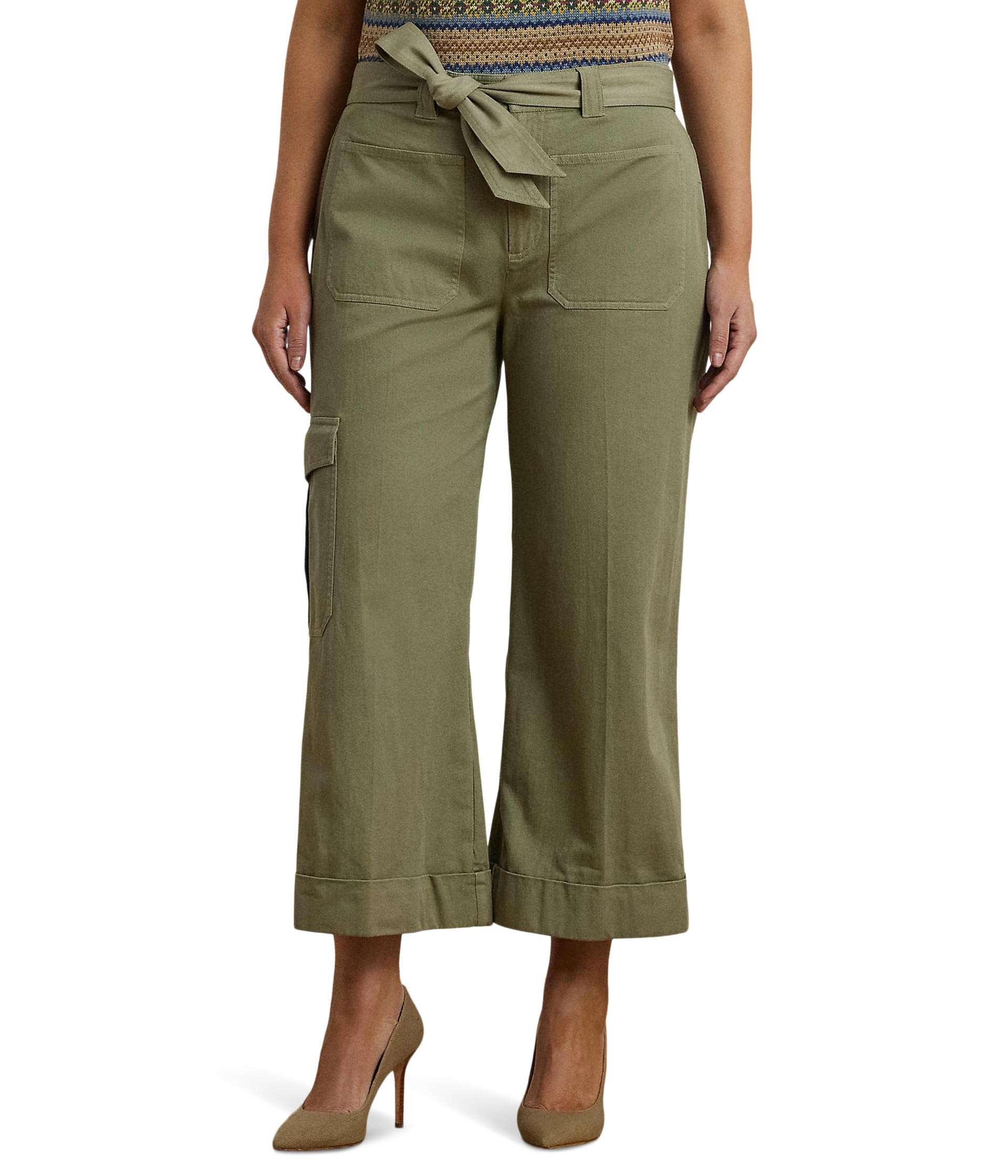 

Брюки Lauren Ralph Lauren Plus Size Zabrenah Ankle Cargo, цвет Sage Green