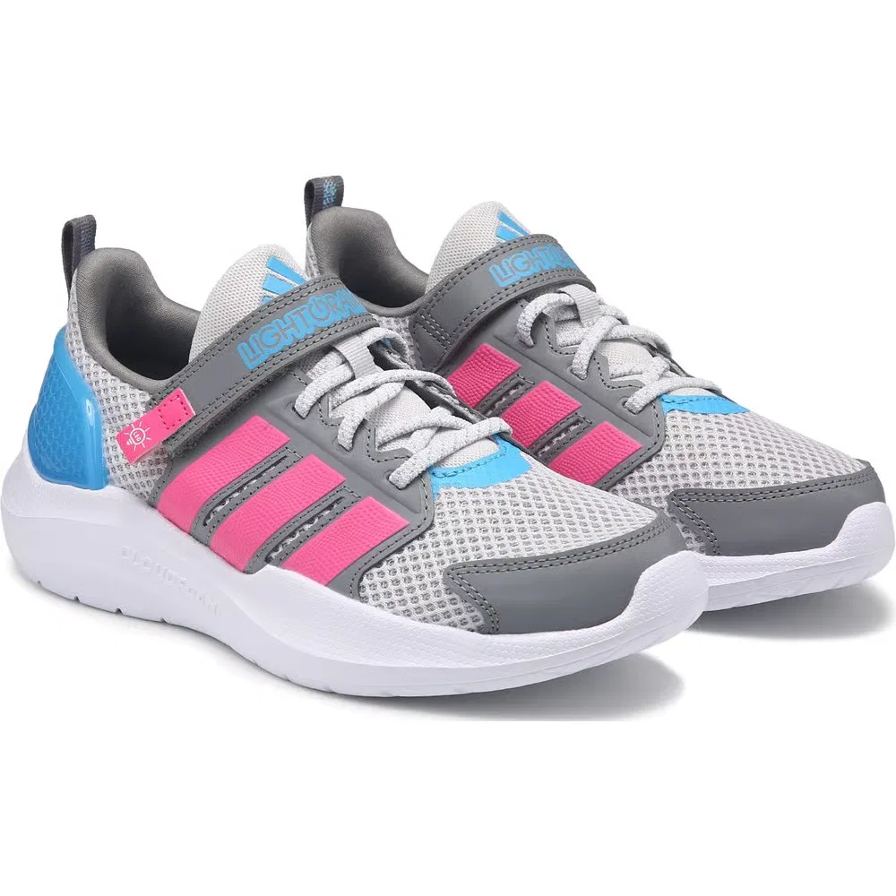 Детские кроссовки Lightorama Runner на эластичных шнурках Adidas, Grey/Pink/Blue
