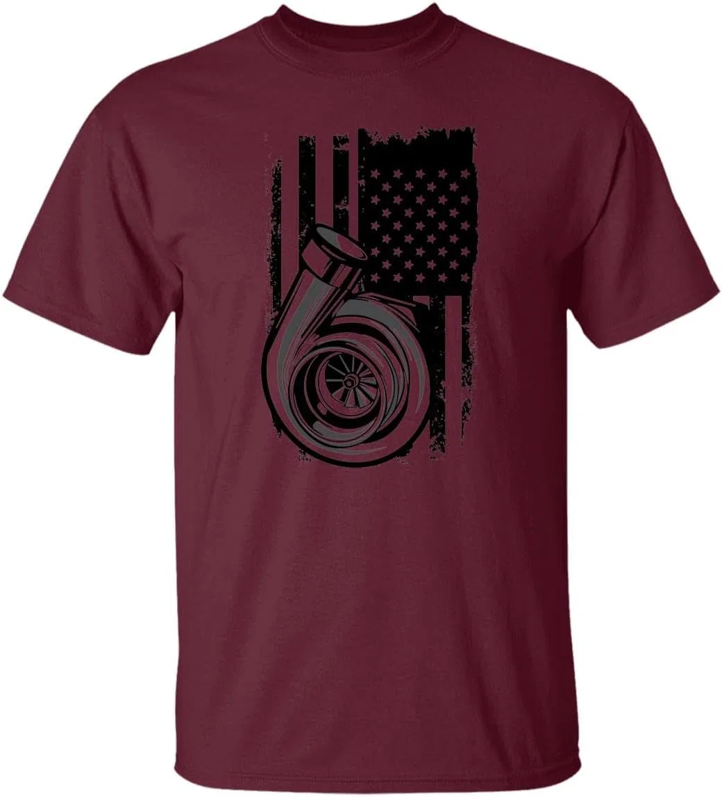 Мужская футболка с американским флагом Turbo Boosted, Maroon