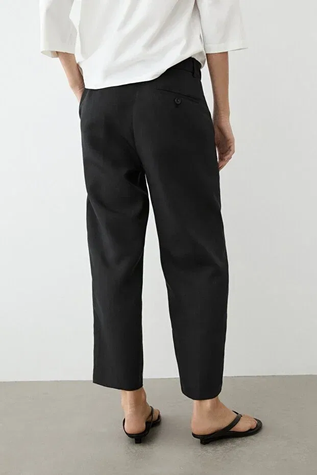 Женские узкие брюки из лиоцелла Massimo Dutti, Black — фото 4