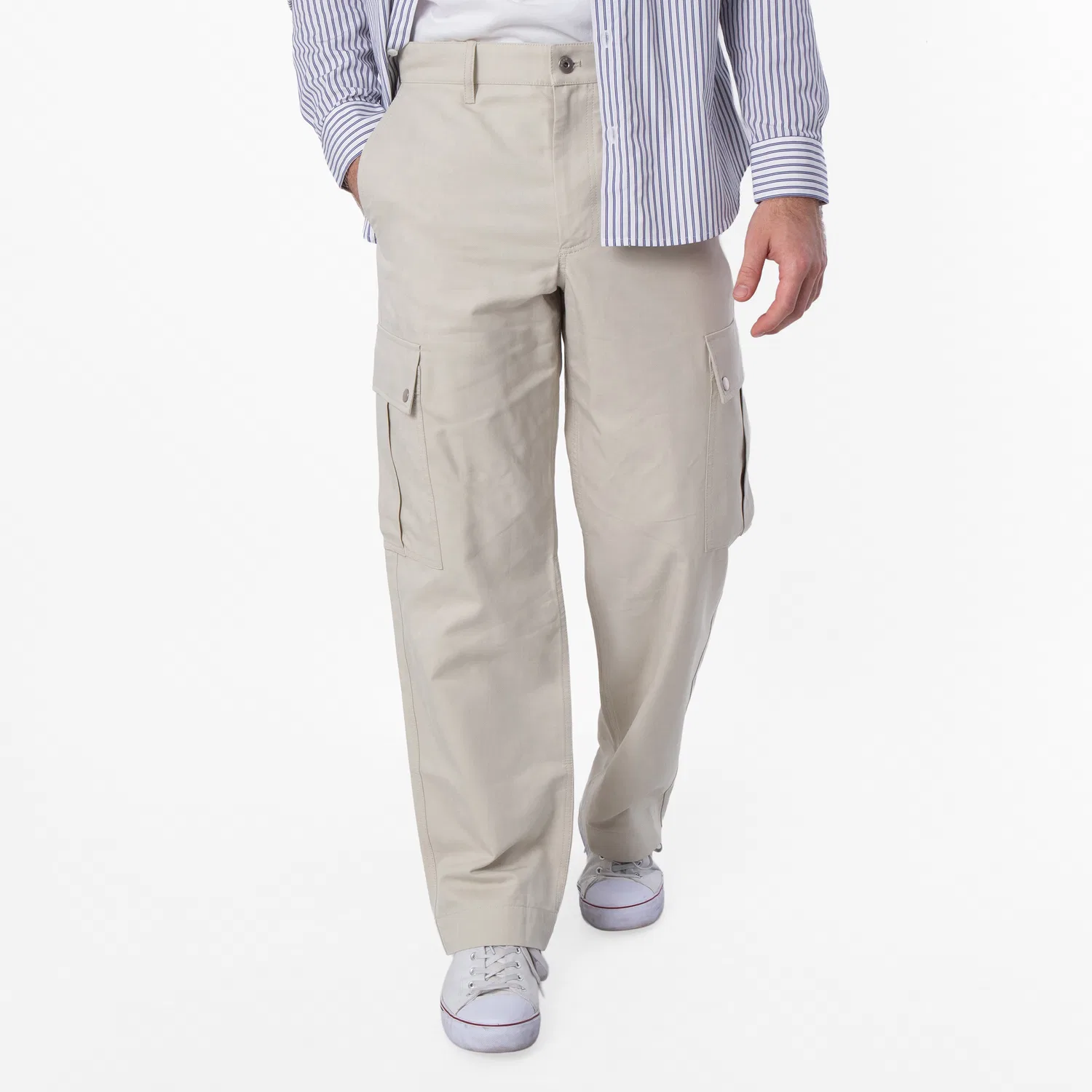 Брюки карго из хлопкового микса Cotton-Blend Cargo Trousers Burberry, Plaster
